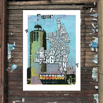 Lieu des lettres Augsbourg Hotelturm impression d'art - 70x100 cm-impression numérique-roulée 3