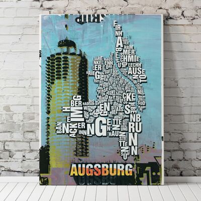 Lugar de las letras Augsburg Hotelturm lámina - 70x100 cm-lienzo-en-camilla