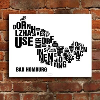 Buchstabenort Bad Homburg Schwarz auf Naturweiß - 40x50cm-leinwand-auf-keilrahmen