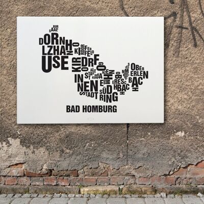 Posizione della lettera Bad Homburg nero su bianco naturale - 70x100cm-tela-su-barella
