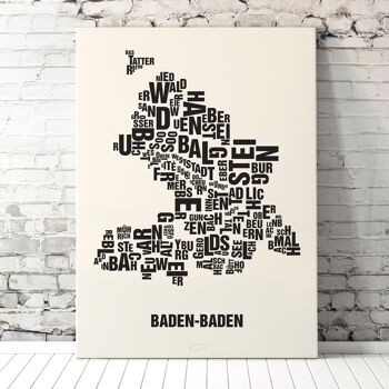 Place des lettres Baden-Baden noir sur blanc naturel - 50x70cm-sérigraphie-fait-main 5