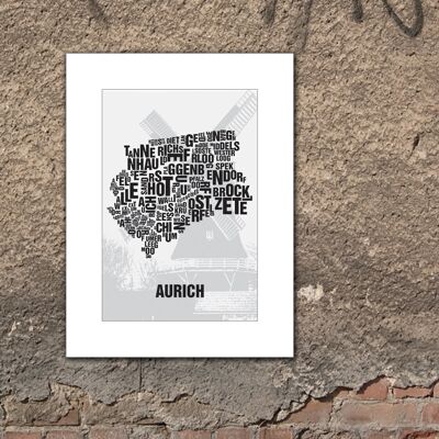 Buchstabenort Aurich Stiftsmühle - 30x40cm-passepartout