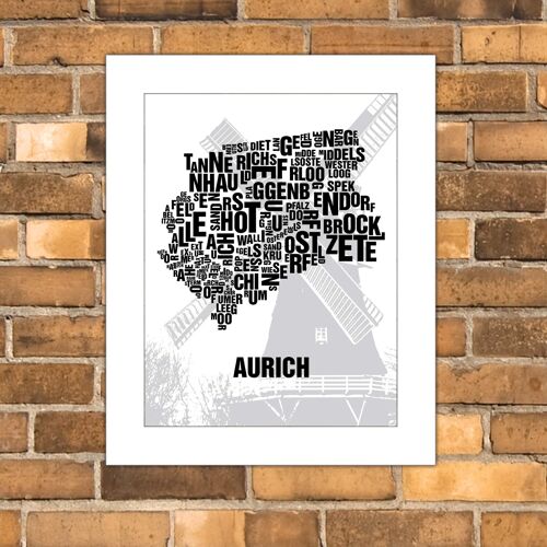 Buchstabenort Aurich Stiftsmühle - 40x50cm-passepartout