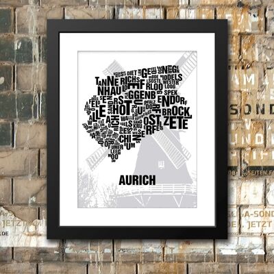 Place of the letters Aurich Stiftsmühle - 40x50 passepartout framed