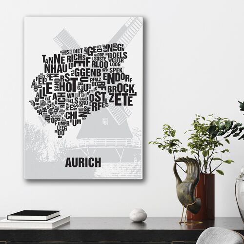 Buchstabenort Aurich Stiftsmühle - 50x70cm-leinwand-auf-keilrahmen