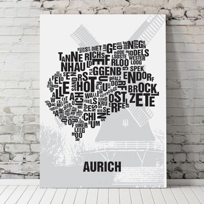 Buchstabenort Aurich Stiftsmühle - 70x100cm-leinwand-auf-keilrahmen
