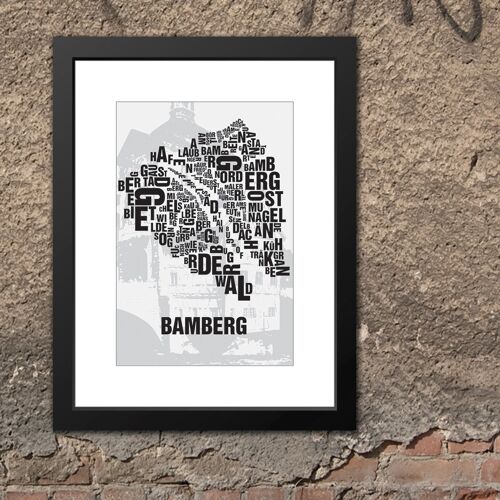 Buchstabenort Bamberg Rathaus - 30x40cm-passepartout-gerahmt