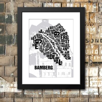 Ubicación de la carta Ayuntamiento de Bamberg - passepartout 40x50 enmarcado