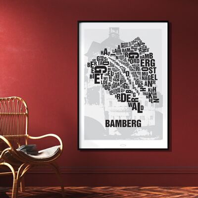 Carta ubicación ayuntamiento de Bamberg - 70x100cm-impresión digital-enrollada