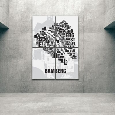 Buchstabenort Bamberg Rathaus - 140x200cm-als-4-teiliger-keilrahmen