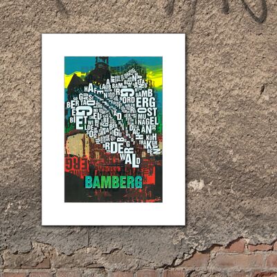 Luogo delle lettere Stampa d'arte del municipio di Bamberga - 30x40cm-passepartout
