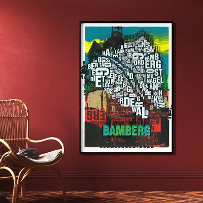Luogo delle lettere Stampa d'arte del municipio di Bamberga - 70x100 cm-stampa digitale arrotolata