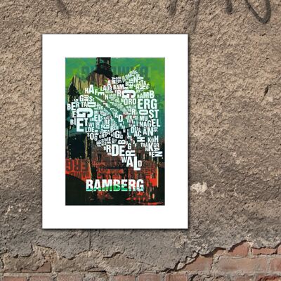 Luogo delle lettere Stampa d'arte del municipio di Bamberga - 30x40 cm-passepartout
