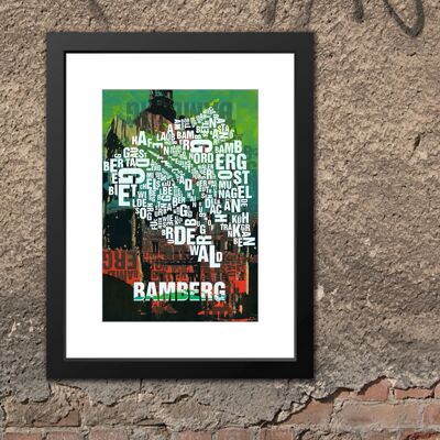 Buchstabenort Bamberg Rathaus Kunstdruck - 30x40 cm-passepartout-gerahmt