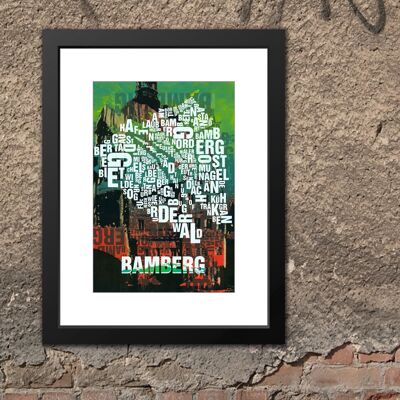 Place of letters Bamberg town hall art print - 30x40 cm-passepartout-framed