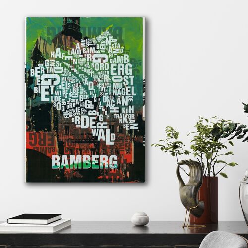 Buchstabenort Bamberg Rathaus Kunstdruck - 50x70 cm-leinwand-auf-keilrahmen