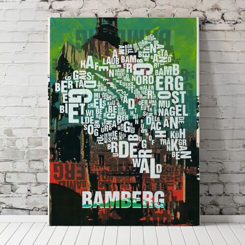 Buchstabenort Bamberg Rathaus Kunstdruck - 70x100 cm-leinwand-auf-keilrahmen