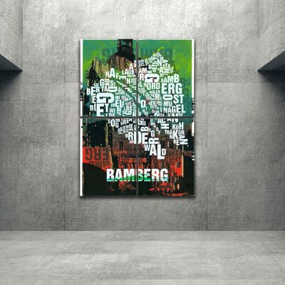 Lugar de las letras Impresión del arte del ayuntamiento de Bamberg - 140x200 cm como bastidor de 4 partes