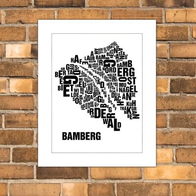 Luogo delle lettere Bamberg nero su bianco naturale - 40x50cm-passepartout