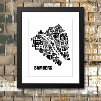 Place des lettres Bamberg Noir sur blanc naturel - 40x50 passe-partout encadré 1