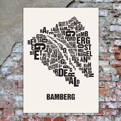 Luogo delle lettere Bamberg nero su bianco naturale - 50x70cm-serigrafia fatta a mano