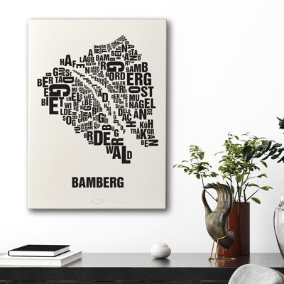 Buchstabenort Bamberg Schwarz auf Naturweiß - 50x70cm-leinwand-auf-keilrahmen