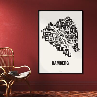 Place of letters Bamberg Black on natural white - 70x100cm-digital print-rolled