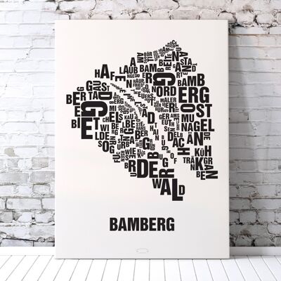 Buchstabenort Bamberg Schwarz auf Naturweiß - 70x100cm-leinwand-auf-keilrahmen