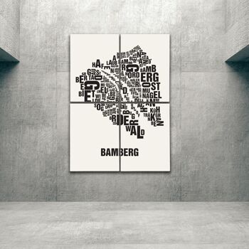 Place des lettres Bamberg noir sur blanc naturel - 140x200cm-en-4-part-stretcher 1