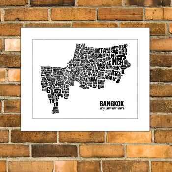 Lettre emplacement Bangkok noir sur blanc naturel - 40x50cm-passepartout 1