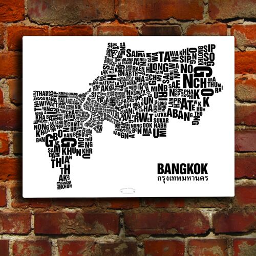 Buchstabenort Bangkok Schwarz auf Naturweiß - 40x50cm-leinwand-auf-keilrahmen