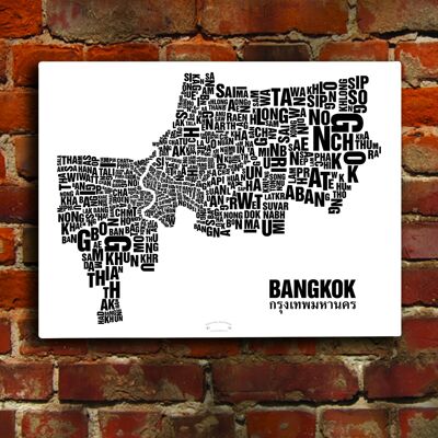 Letra ubicación Bangkok negro sobre blanco natural - 40x50cm-lienzo-en-camilla