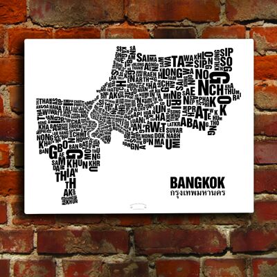 Letter location Bangkok black on natural white - 40x50cm-canvas-on-stretcher
