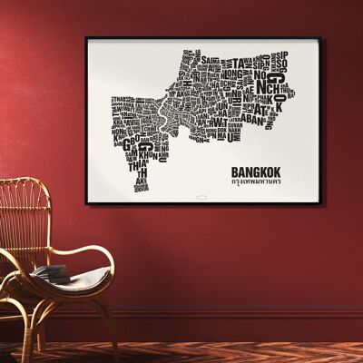 Letra ubicación Bangkok negra sobre blanco natural - 70x100cm-impresión digital-laminada