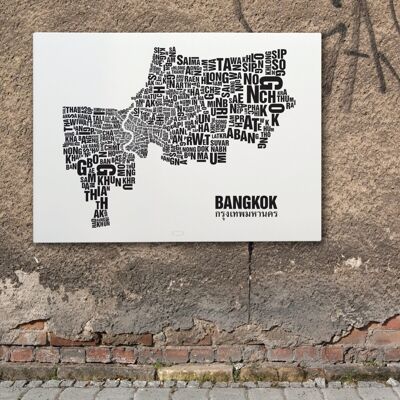 Letra ubicación Bangkok negro sobre blanco natural - 70x100cm-lienzo-en-camilla