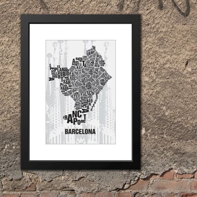 Place of letters Barcelona Sagrada Familia - 30x40cm-passepartout-framed