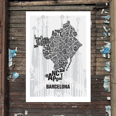 Carta ubicación Barcelona Sagrada Familia - Impresión digital 50x70cm