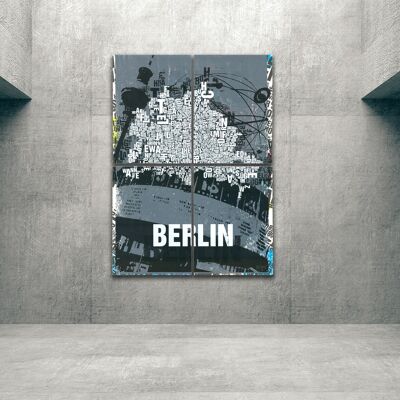 Buchstabenort Berlin Alexanderplatz Kunstdruck - 140x200cm-als-4-teiliger-keilrahmen