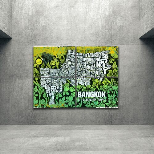 Buchstabenort Bangkok Kunstdruck - 140x200cm-als-4-teiliger-keilrahmen
