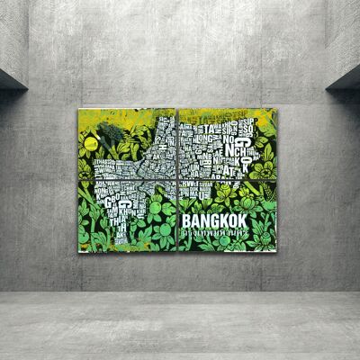 Buchstabenort Bangkok Kunstdruck - 140x200cm-als-4-teiliger-keilrahmen