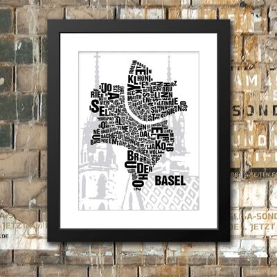 Lieu de la lettre Basel Basler Münster - 40x50 passe-partout encadré