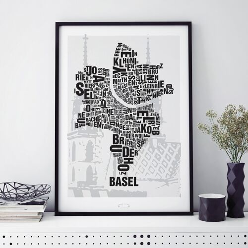 Buchstabenort Basel Basler Münster - 50x70cm-digitaldruck-gerahmt