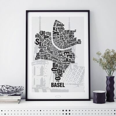 Place of letters Basel Basler Münster - 50x70cm-digital print-framed