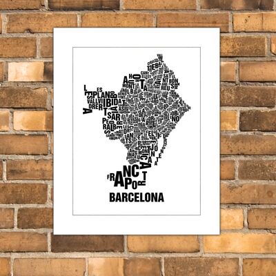 Letra ubicación Barcelona negra sobre blanco natural - 40x50cm-paspartout