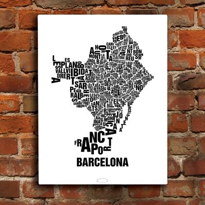 Place of letters Barcelona black on natural white - 40x50cm-canvas-on-stretcher