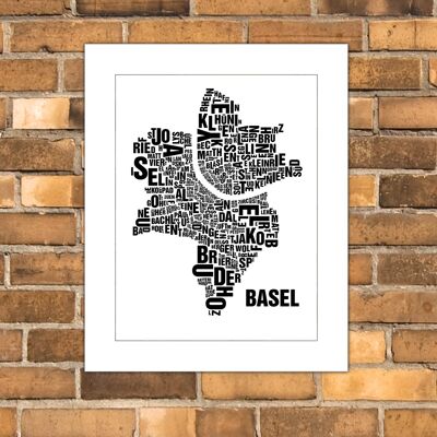 Place aux lettres Basel noir sur blanc naturel - 40x50cm-passepartout