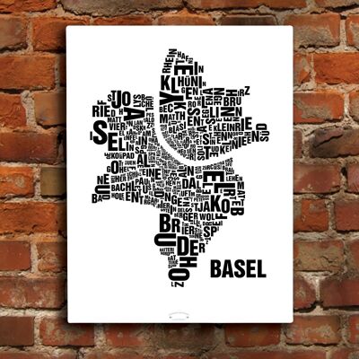 Place aux lettres Basel noir sur blanc naturel - 40x50cm-toile-sur-châssis