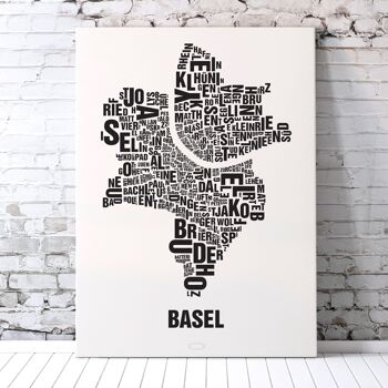 Place aux lettres Basel noir sur blanc naturel - 40x50cm-toile-sur-châssis 4