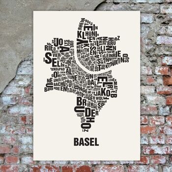 Lettre place Basel noir sur blanc naturel - 50x70cm-sérigraphie-fait-main 1