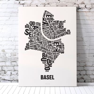 Place aux lettres Basel noir sur blanc naturel - 70x100cm-toile-sur-châssis